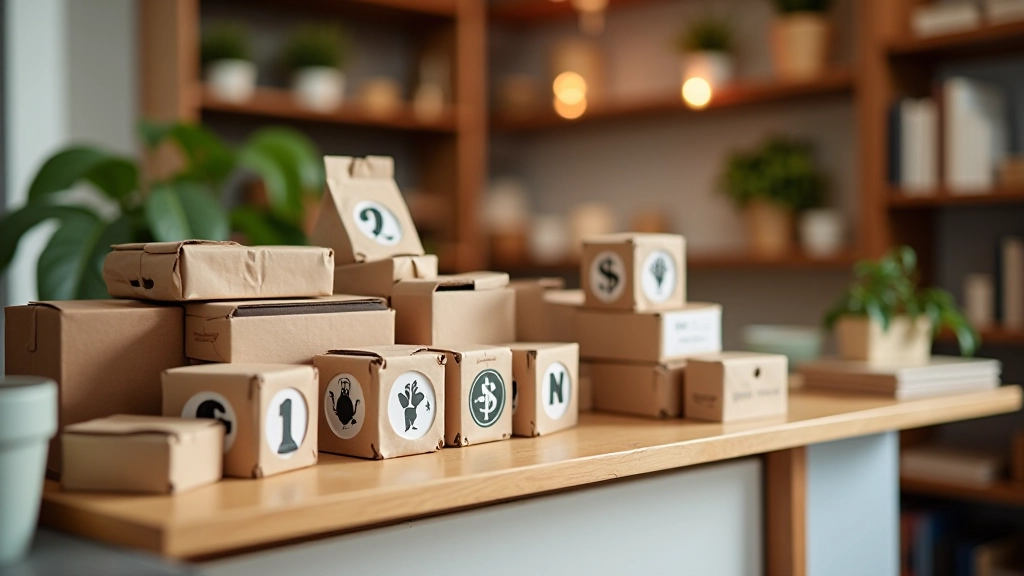 Articles et objets variés prêts à être vendus, rangés proprement, photographiés sous bonne lumière, arrangement attrayant