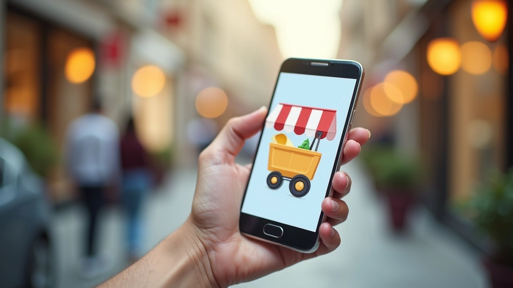 Objets à vendre et plateforme de marché en ligne affichée sur téléphone mobile